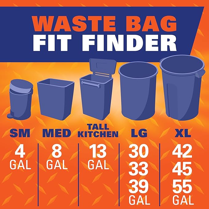 Hefty Easy Flaps Multipurpose Large Trash Bags, 30 Gallon