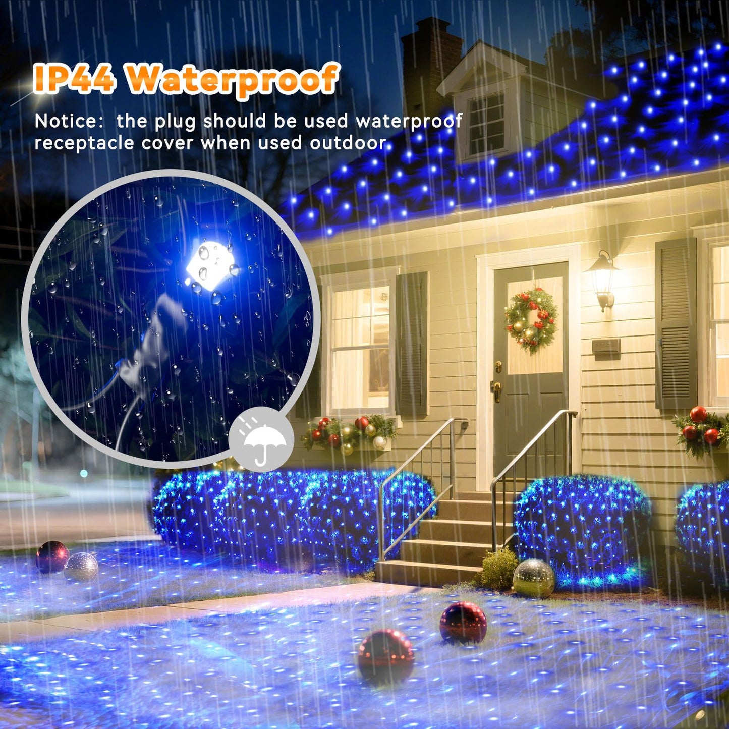 LitHome 21FT x 5FT Christmas Net Lights Outdoor Mesh Lights, 360 LED Christmas Blue Net Light for Bushes Connectable, 8 Modes Giant Mesh Light Waterproof Green Wire for 4th of July Tree Garden Decor