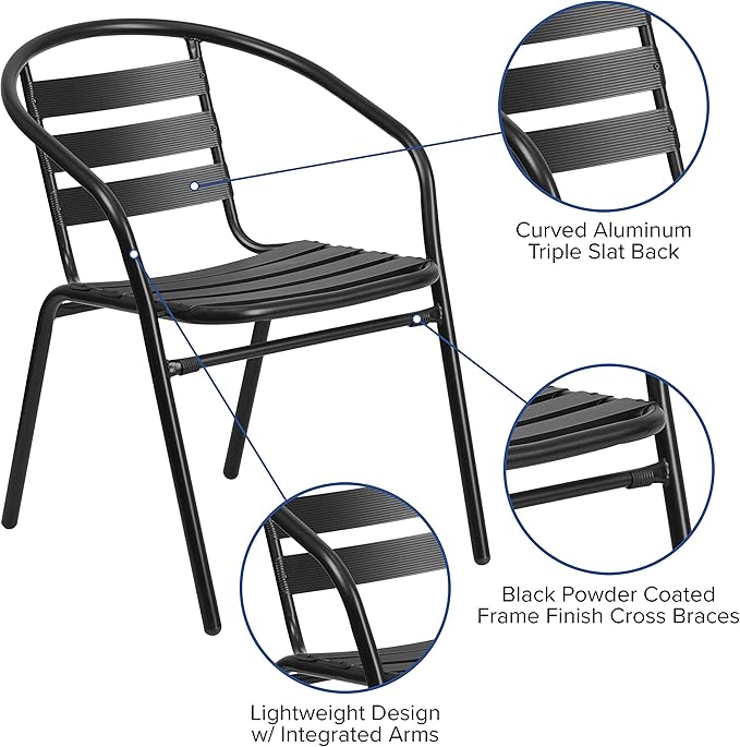 Flash Furniture Lila 7-Piece Glass Patio Table and Chairs Set, Outdoor Patio