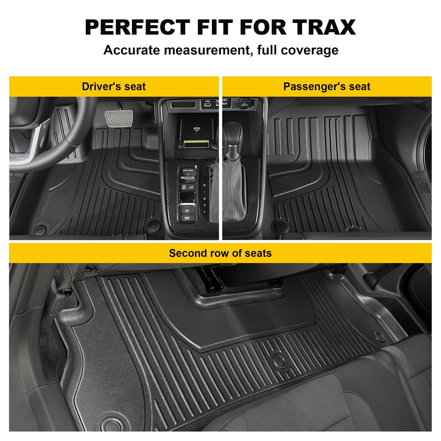 TTX LIGHTING Floor Mats & Cargo Liner & Backrest Mat for 2024 2025 2026 Trax - 1st and 2rd Row Car Mats for 2024-2026 Trax - All Weather Cargo Tray Interior Accessories for Trax LS/1RS/LT/2RS/ACTIV