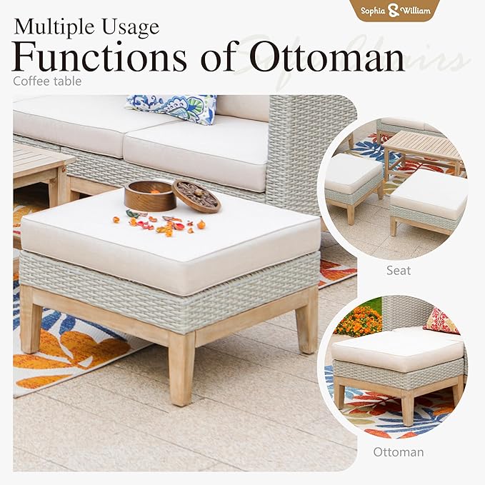 Sophia & William Patio Furniture Set, 5-Piece Wicker Patio Conversation Set