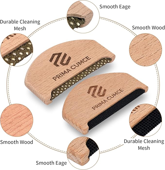 2 PCS Wooden Sweater Comb for De-Pilling Cashmere, Manual Lint Remover