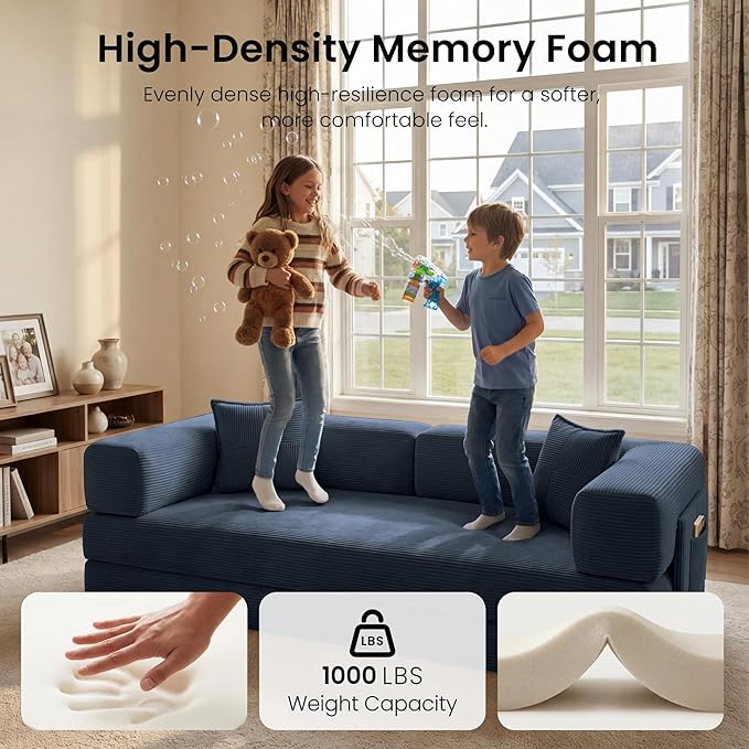 78.8" Convertible Sofa Bed, Corduroy Futon Couch