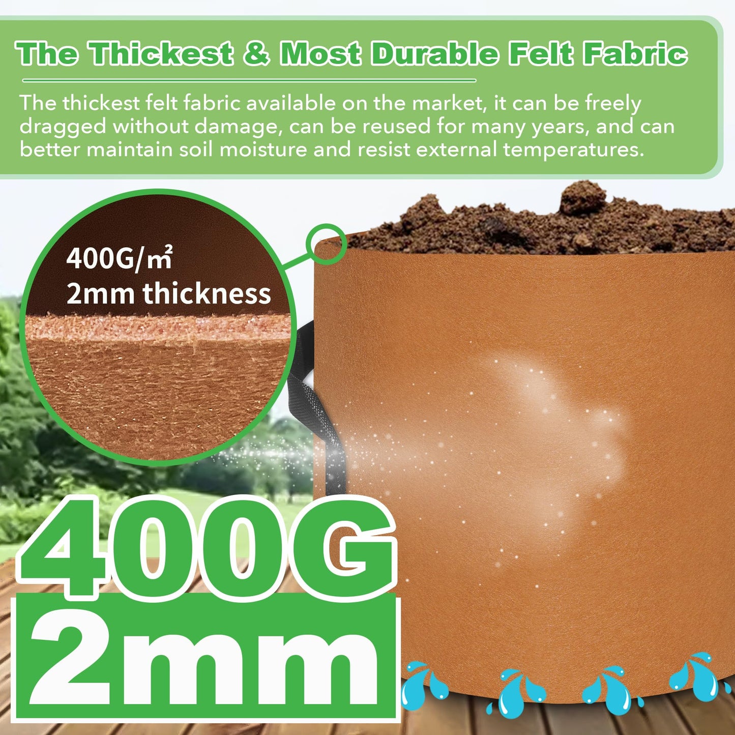 HAOWIN 400G Thickest 7-Pack Colorful Plant Grow Bags, Fabric Pots 10 Gallon 7 Gallon 5 Gallon 3 Gallon Variety Size Pack, Plant Labels Included Potato Growing Bags