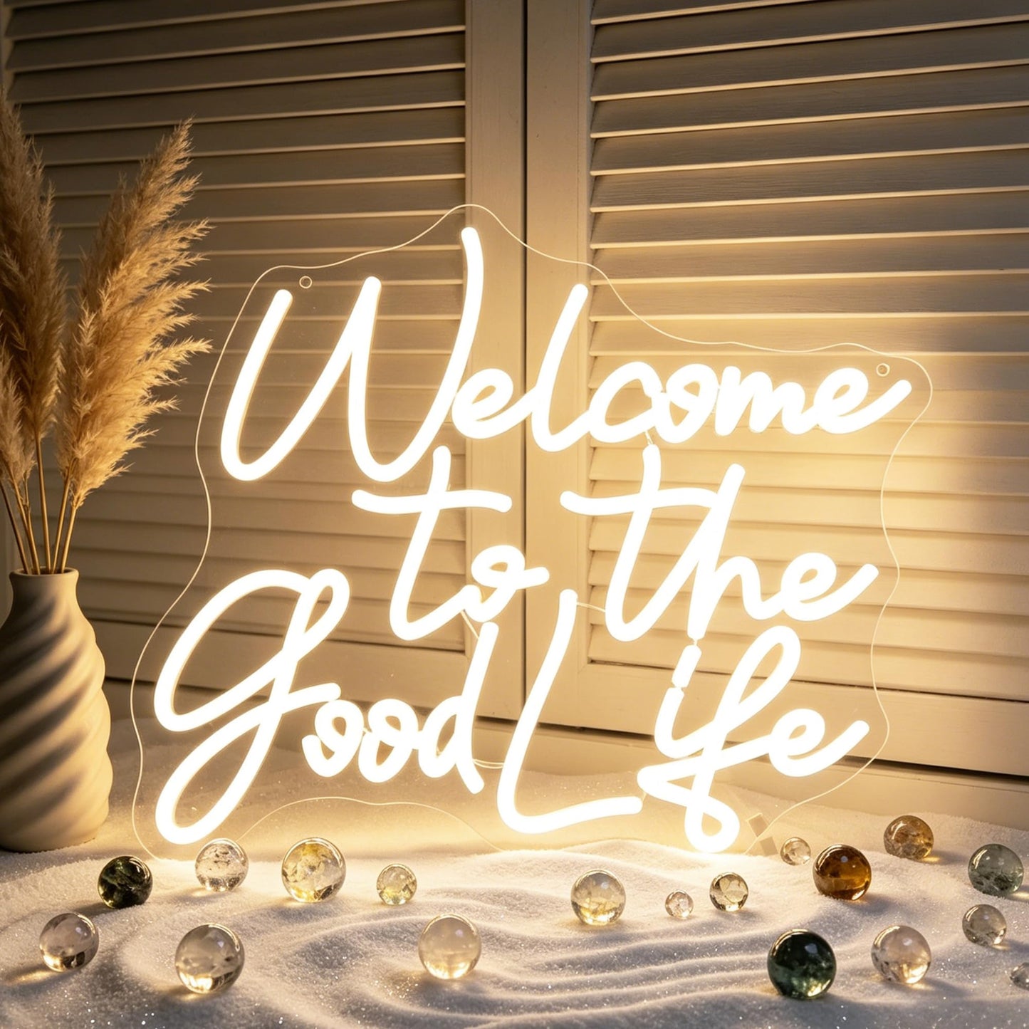 Whfobfe Warm White Neon Sign Led Neon Lights Signs for Wall Decor USB Powered Led Signs for Room Decoration-Welcome to The Good Life