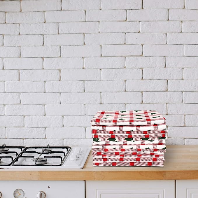 Urban Villa Christmas Kitchen Towels Christmas Tree Print Premium Quality 100%