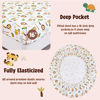 CozySmile Full Sheet Set Kids,4 Pieces Breathable Soft Microfiber Bedsheets for Child Boys, Oeko-TEX, Anti Pilling Deep Pockets Easy Care Bed Sheets, Lion Tiger