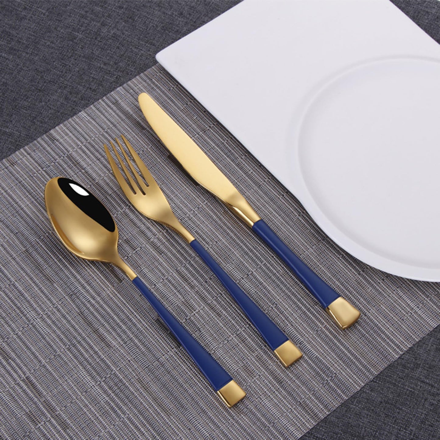 Blue-Gold Silverware ZILNEHZ Flatware Set for 8 Stainless Steel Cutlery Set Elegance Luxury Tableware Set Forks and Spoons Utensil Sets for Home Restaurant Dishwasher Safe