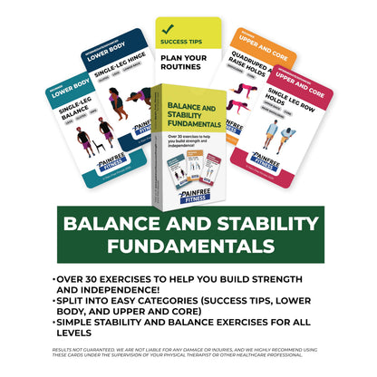 30 Exercise Cards Balance & Stability 3X5'' - Training Exercise Deck of Cards for Women & Men - Beginner to Intermediate - QR Video Guides & Inclusive Artwork - Tear-Resistant