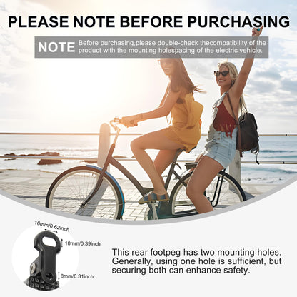 Tailcle 1 Pair Bike Rear Pedals, Mini Folding Bike Pegs, 8mm Aluminium Alloy Non-Slip Bicycle Footrests, Quick Release Foot Plates Pedals for Mountain Bike E-Bike (Black and Silver)