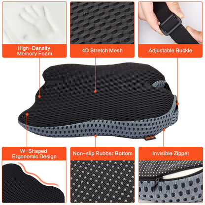 ZHOOGE Car Seat Cushion Pillow, Memory Foam Driver Seat Cushion Car Seat Pad, Wedge Seat Cushion for Office Chairs, Kitchen Chairs, Recliner (Black)