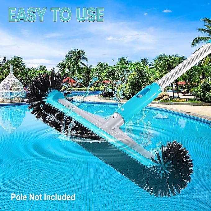 Swimming Pool Brush Head with Round Ends, 17.5" Heavy Duty Aluminum Back Head
