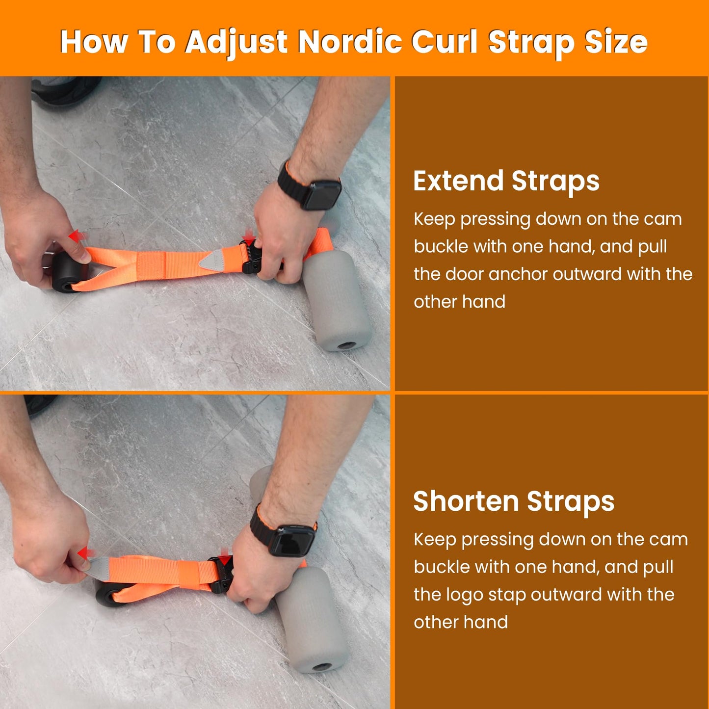 Nordic Hamstring Curl Strap, Balency Nordic Curl Strap for Hamstring Curls, Nordic Curl Attachment, Leg Exercise Assisted Strap for Strength Training, Nordic Curl Strap Home Workout Equipment