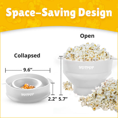 The Orginal HotPop Silicone Popcorn Maker - Microwave Popcorn Popper with Handles - Collapsible Bowl, Heat-Resistant, Easy to Clean, Ideal for Family Movie Nights, 15-Cup Capacity - Red