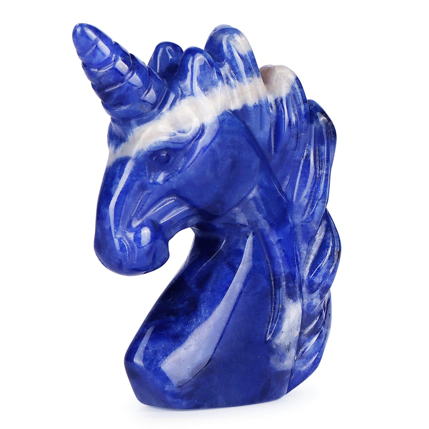 Artistone Crystal Unicorn Figurine Ornament Decor Hand Carved 2 Inches Sodalite Unicorn Statue Animal Healing Collectible Figurine Reiki Paperweight Home Office Girl Gifts
