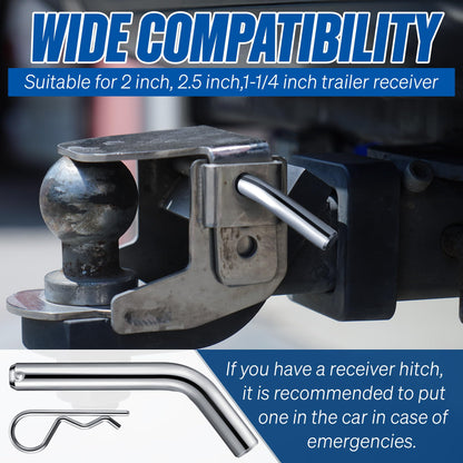 4 Set 5/8" Trailer Hitch Pin & Clip with Grooved Head, Heavy Duty Trailer Hitch Pin Fits 2" or 2.5" Receiver, Strong Spring R Clips Prevent Slipping, Suitable for Towing