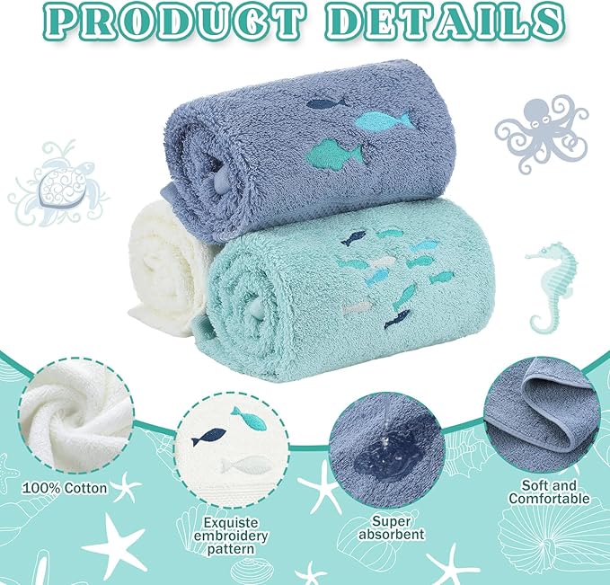 3 Pack Shoal of Fish Coastal Hand Towels