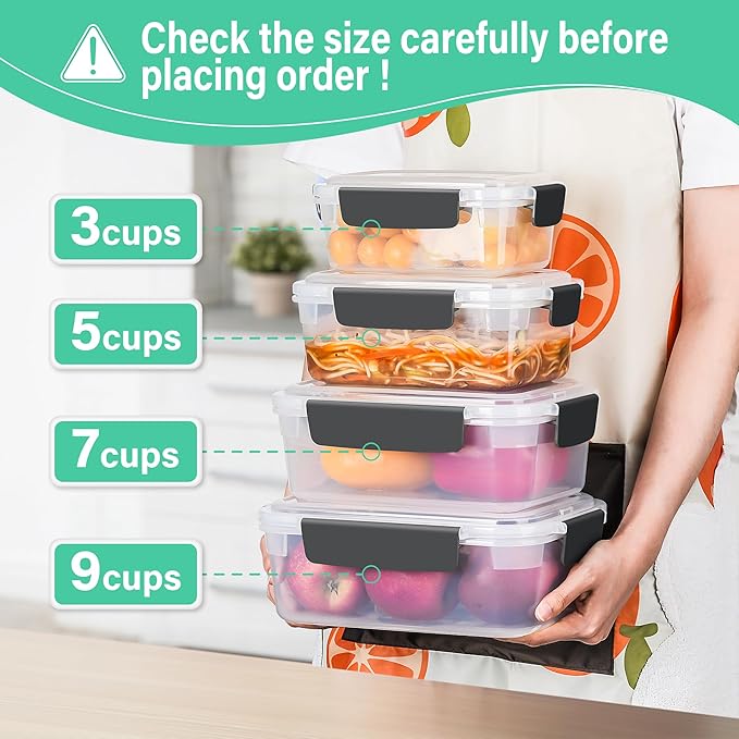 YORY 7 cup Plastic Food Storage Containers
