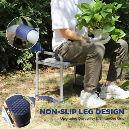 Tovve Upgraded Garden Kneeler and Seat with Thicken & Widen Soft Kneeling Pad, Heavy-Duty Foldable Garden Stool with Large Garden Tool Bag, Portable Garden Bench Gardening Gifts for Women, Seniors