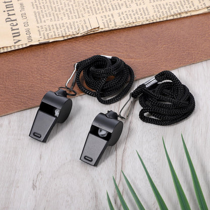 Qulkws 2 Pack Whistle for Coaches Stainless Steel Sports Whistle with Lanyard Loud Crisp Sound Referee Whistles for Football Basketball Soccer School Referees Coaches Lifeguard Emergency(Black)