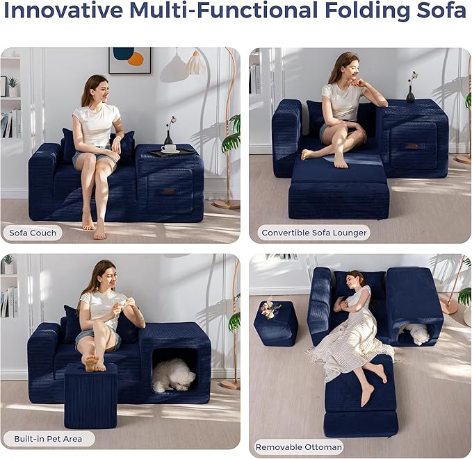 MAXYOYO Folding Sofa Couch, Convertible Floor Sofa