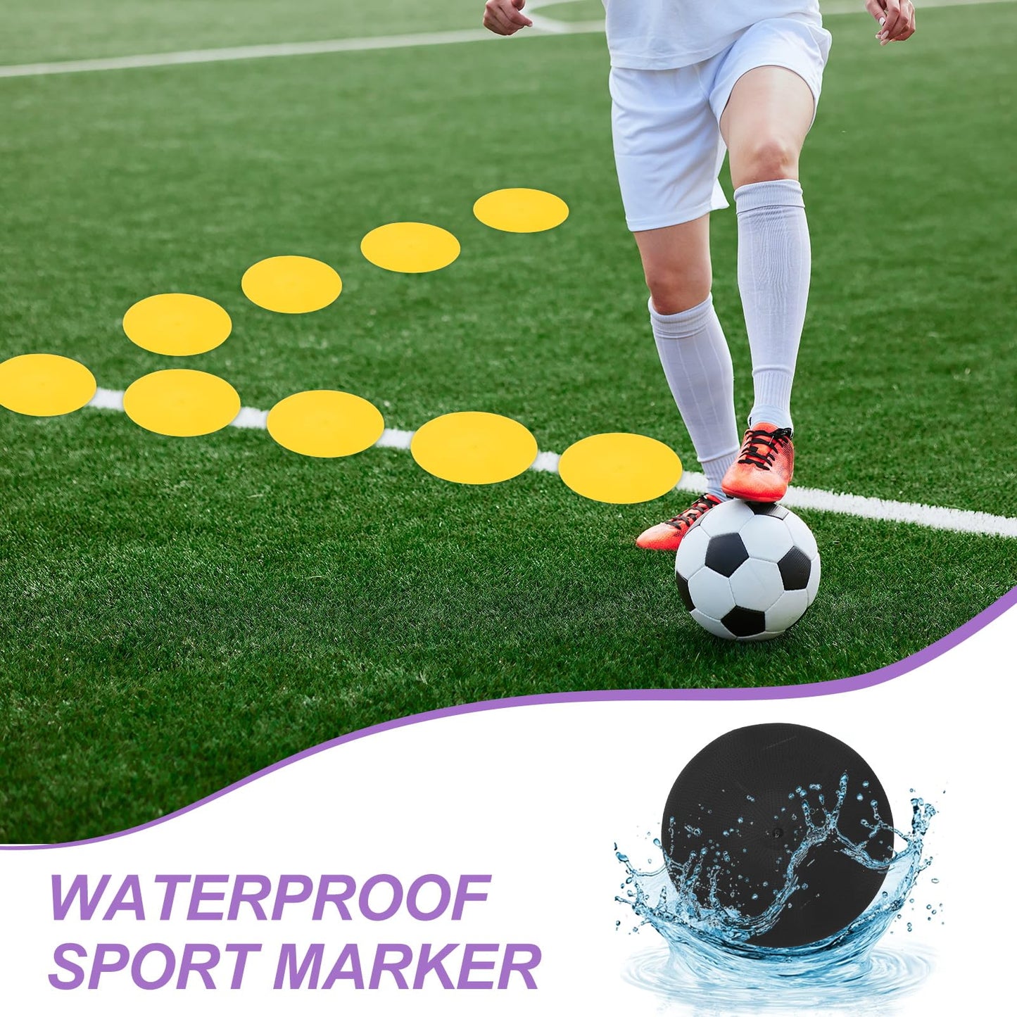 PATIKIL Spot Markers 9 Inch, 12 Pcs Non-Slip Floor Dots Agility Markers Flat Field Cones Poly Dots for Gym PE Speed Training Dance Soccer Basketball Sports, Black (Pack of 2)