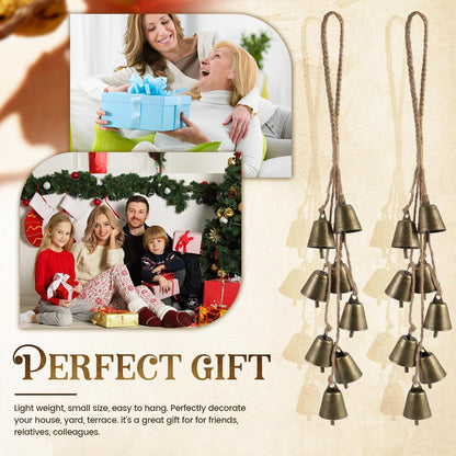 2 Pack Witch Bells for Door Knob Protection Outdoor Bells Small Hanging Bells for Door knob Witches Bells Magic Wind Chimes for Home Protection Witch Bells Kit(Rustic)