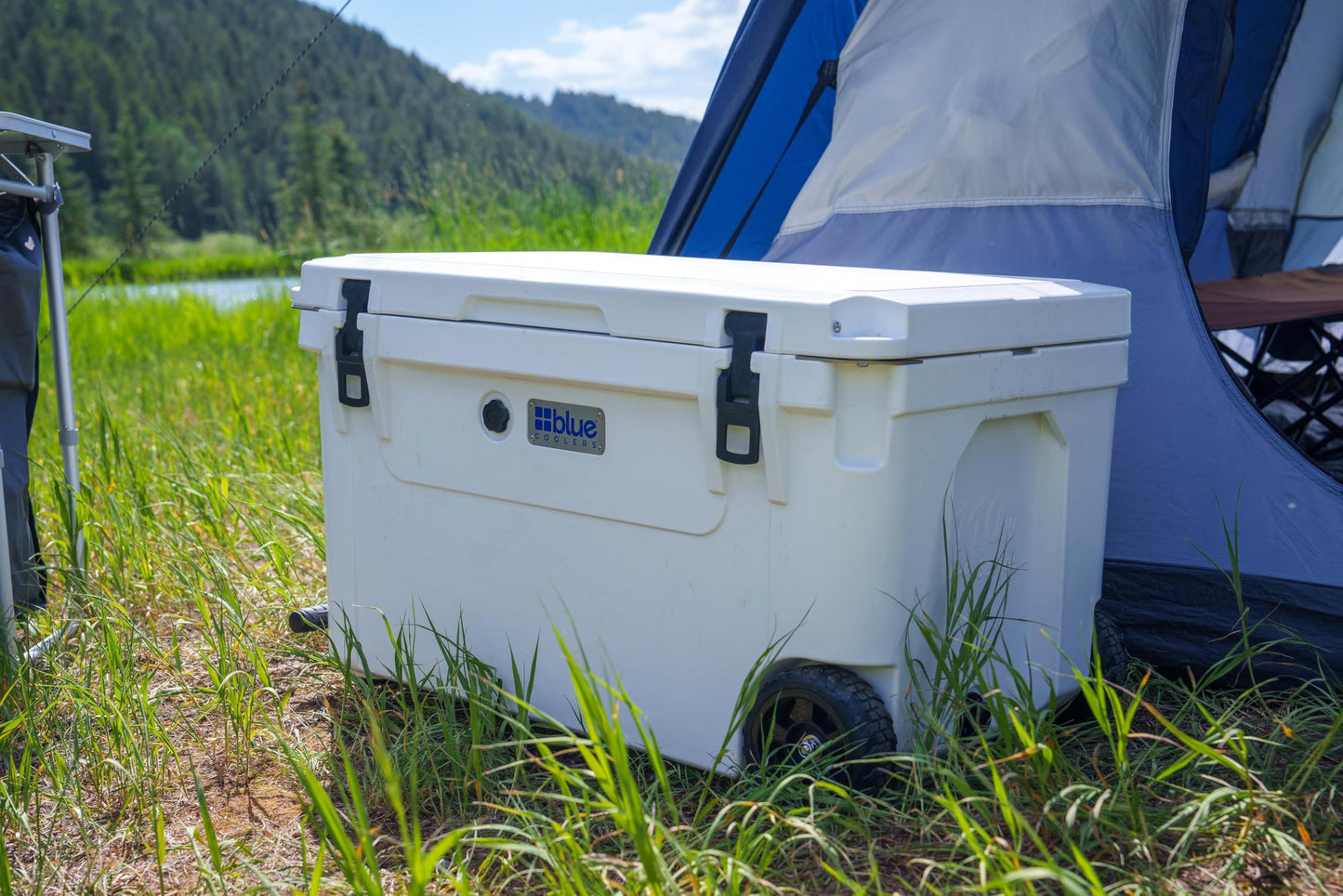 Blue Coolers Ark Series with Wheels 110 Quart, Roto-Molded Ice Cooler | Large Ice Chest Holds Ice up to 10 Days | (Blue)