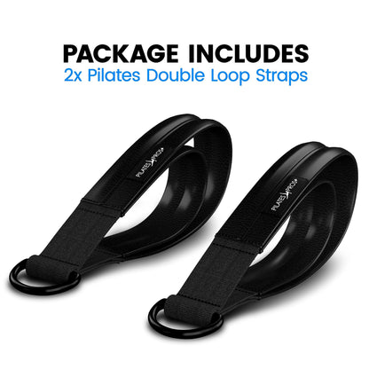 Vinyl Covered Double Loop Straps for Pilates Equipment - D-Ring Padded Fitness Straps for Studio & Home Gym Workouts