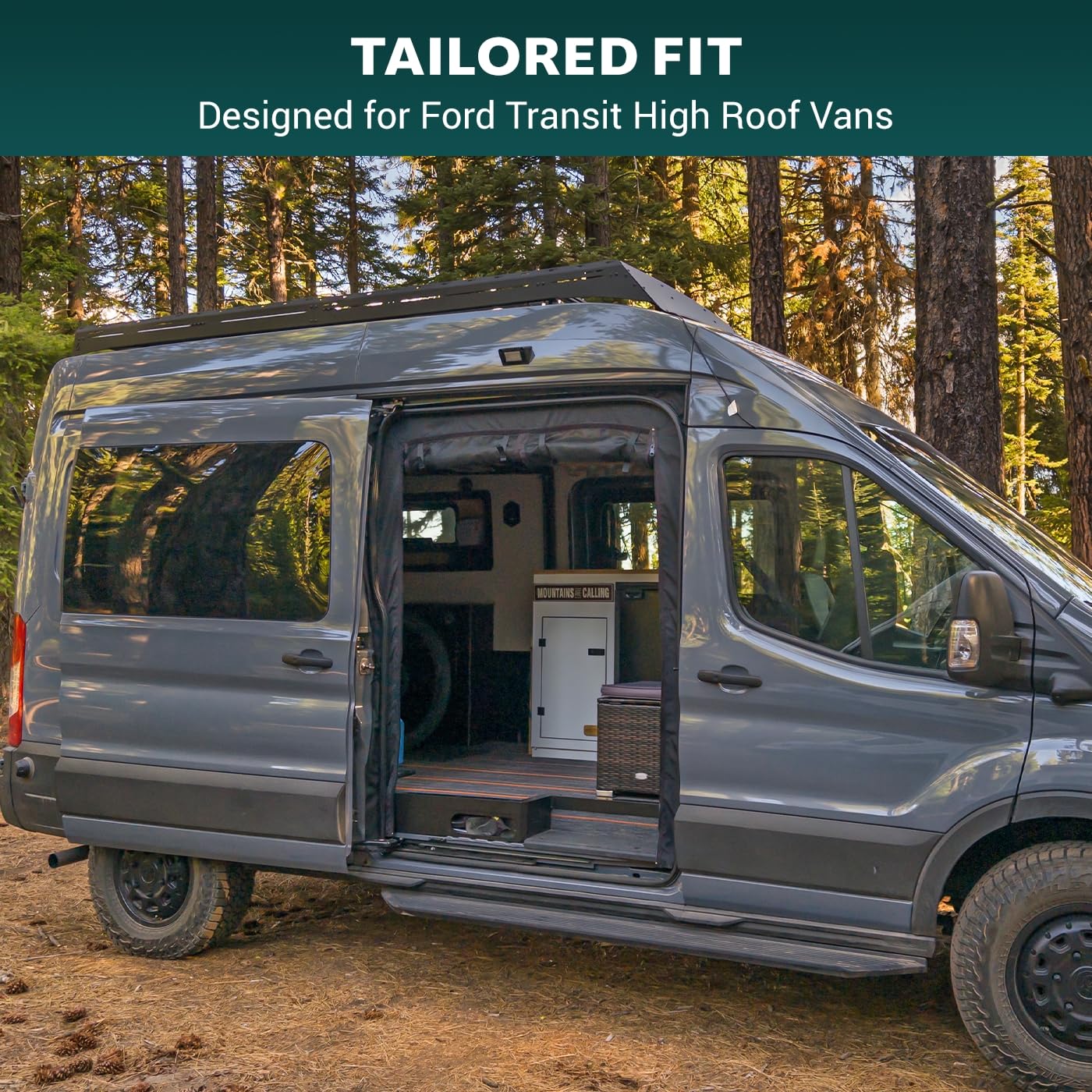VANNCAMP Magnetic Bug Screen for Ford Transit High Roof Van 2015-2026,Sliding Door Bug Mesh Screen, Weighted Bottom Seam for Wind Resistance, Hands Free, Center Magnetic Closure