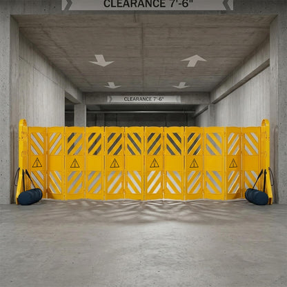 Alpine Commercial Safety Barriers, 13 Foot Expandable Mobile Barricade System - Folding Portable Barrier, Traffic Barricade Fence, Plastic Barricade for Construction, Traffic Control, Driveway Gate
