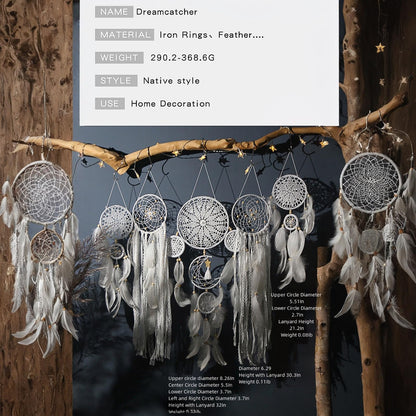 Dream Catcher Wall Decor,Large Boho Dream Catcher with Luxurious Feathers & Beads, Handmade Wall Hanging for Bedroom,Living Room, Gift Ready for Girls & Adults (Camel)