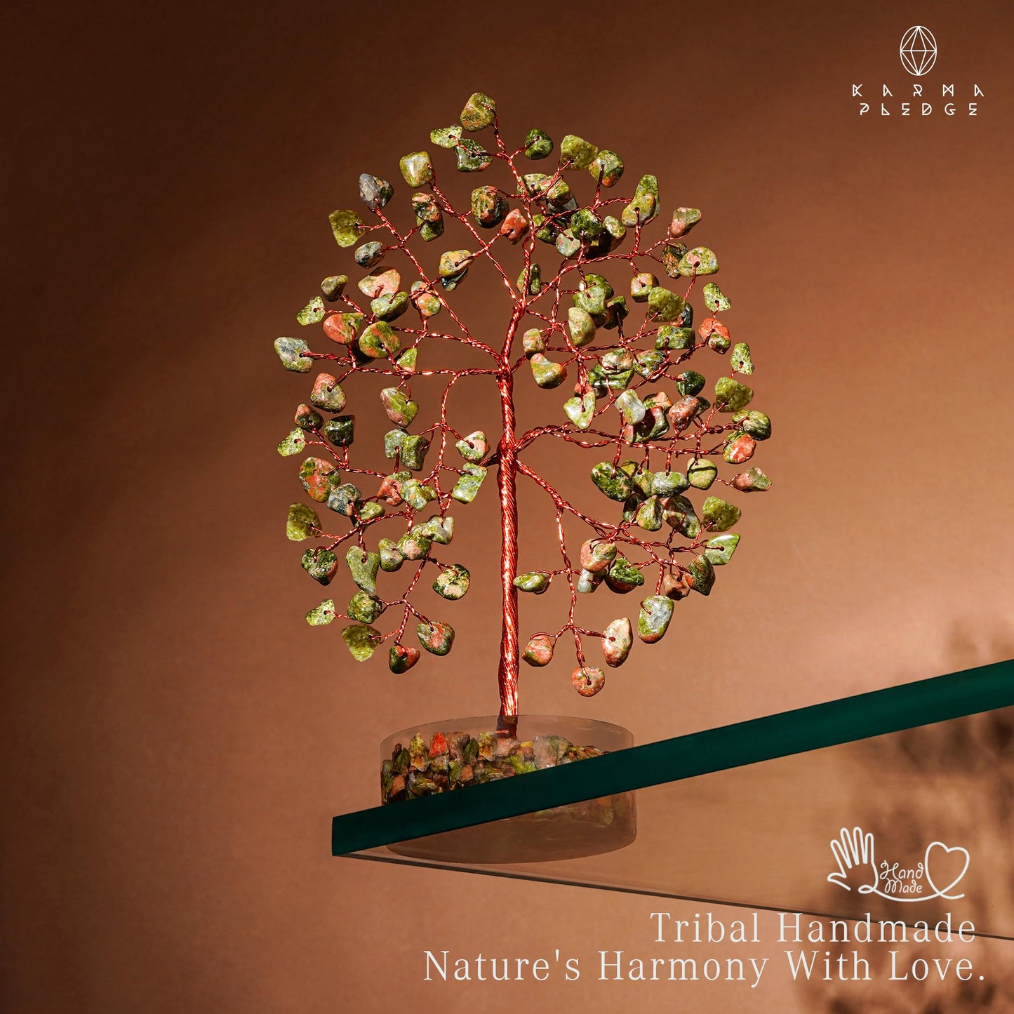 Unakite Crystal Tree of Life Birthday Gifts for Women, Men, Friends, Handmade Chakra Healing Crystals Tree for Home Office Decor, Positivity, Good Luck, Money, Unique Gifts for Her Mom, Sister, Dad