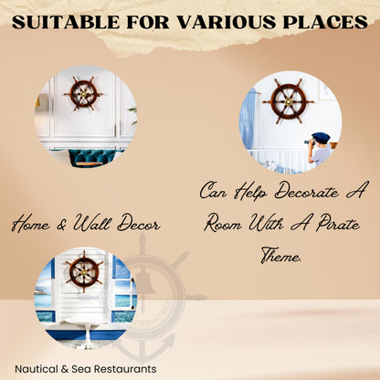 Nagina International Premium Nautical Handcrafted Wooden Ship Wheel | Pirate's Wall Home Decor & Gifts (16 Inches, Dark Rosewood)