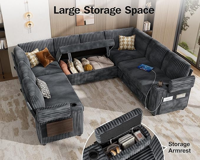 Vipbear 111" Modular Sectional Sleeper Sofa