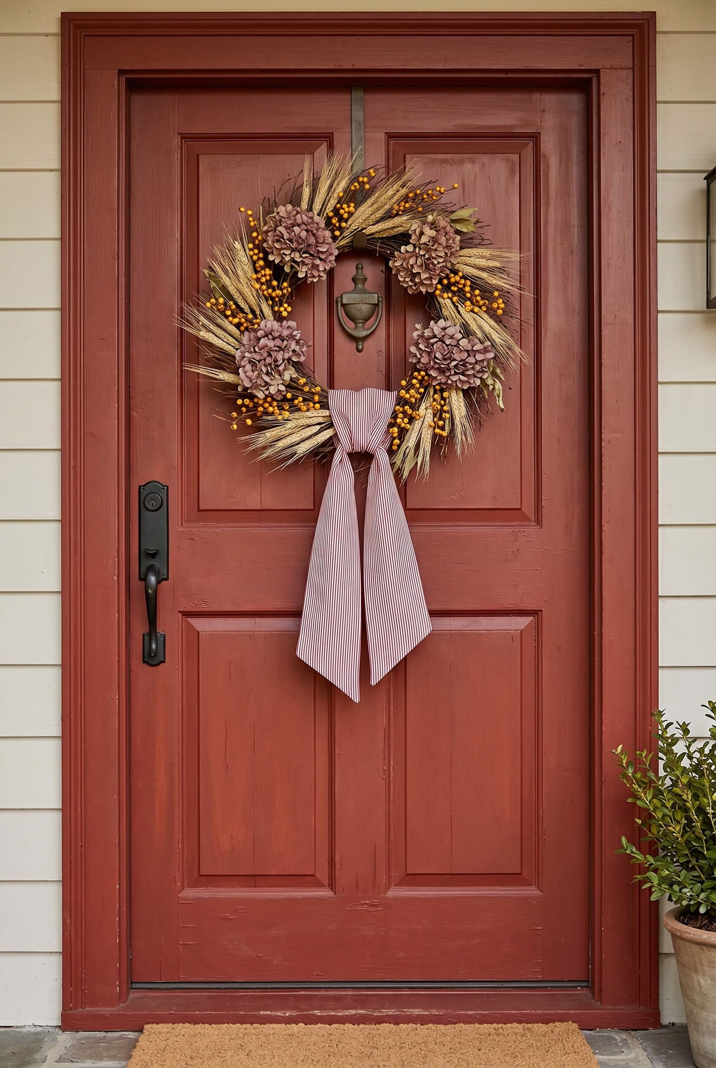 Kutyndrix Red and White Striped Wreath Sash 2 Pack for Front Door, 5.12" x 54.33" Each Holiday Christmas Door Ribbon Decorations Set