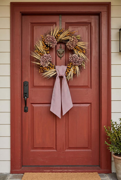 Kutyndrix Red and White Striped Wreath Sash 2 Pack for Front Door, 5.12" x 54.33" Each Holiday Christmas Door Ribbon Decorations Set