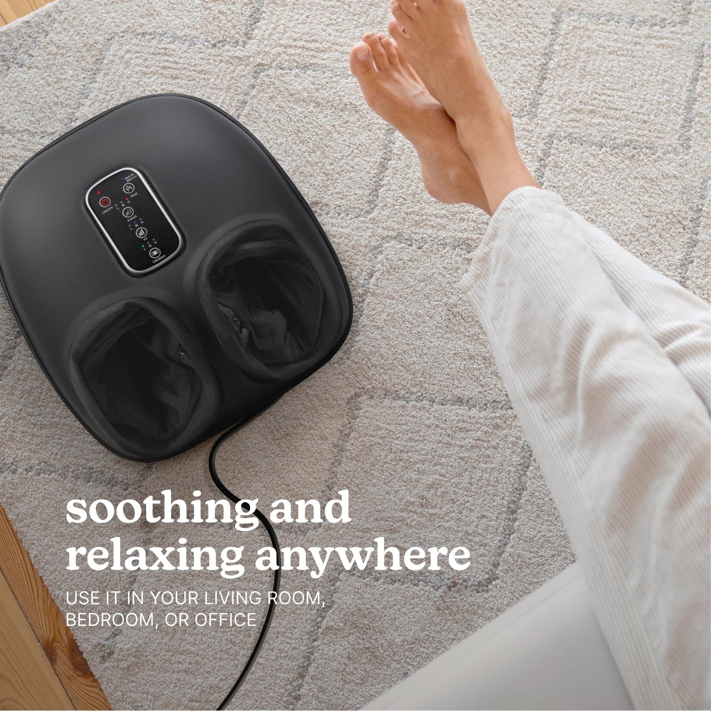 Homedics Shiatsu Foot Massager with Heat, Air Compression & Vibration, 3 Intensity Levels, Toe-Touch Controls, Removable Washable Inserts