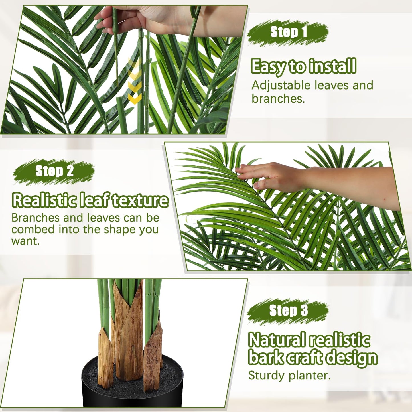 CyanGrove Artificial Palm Tree Outdoor 6.5ft, Large Fake Tropical Areca Palm Tree with 18 Trunks, Tall Faux Floor Plants for Indoor Outdoor-Living Rooms, Offices, Bedroom Home Decor