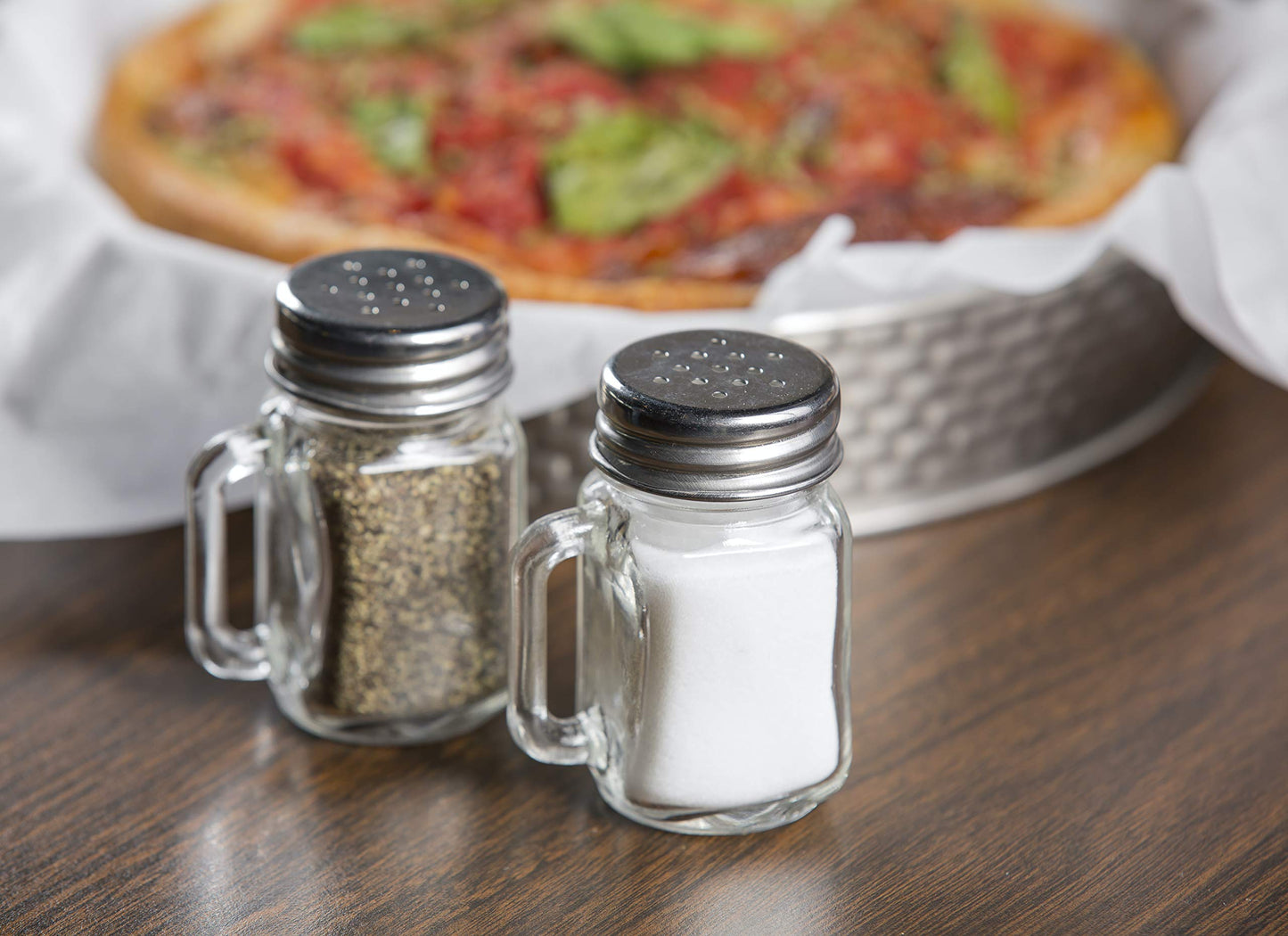 Tablecraft Mini Mason Salt & Pepper Shaker with Stainless Steel Top, 12 per Pack, 1.5 oz