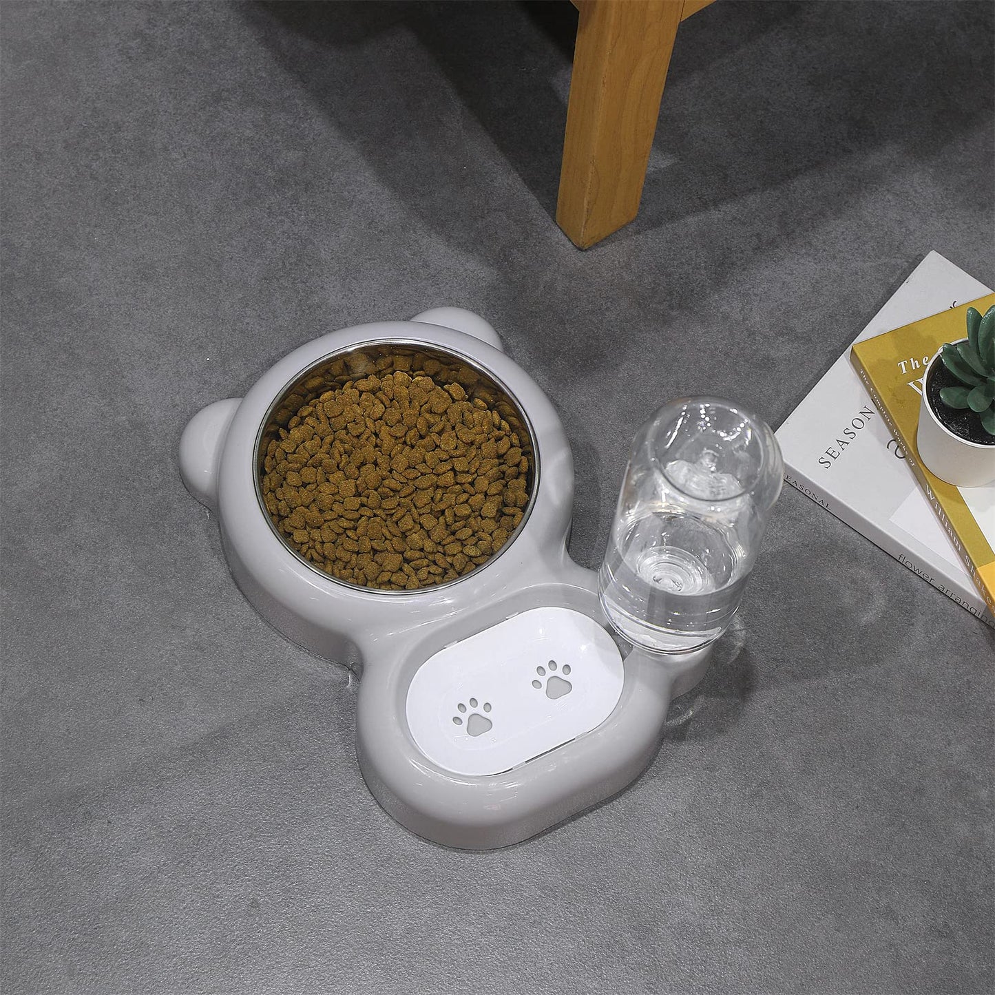 Dog Bowls, Cat Food and Water Bowl Set with Water Dispenser and Stainless Steel Bowl for Cats and Small Dogs