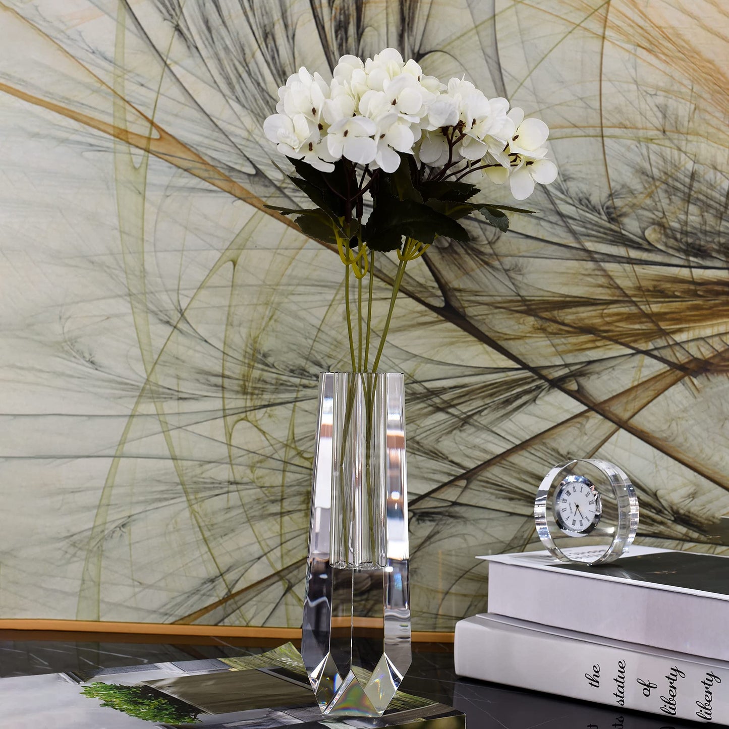 kitCom Series Crystal Vase, Flower Vase, Suitable for Home Decor, Wedding or Gift - 8.3 Inch Luxury Crystal Flower Vase