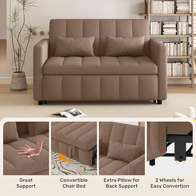 Nebuaegis Sleeper Sofa Bed, 3-in-1 Convertible Pull Out Couch