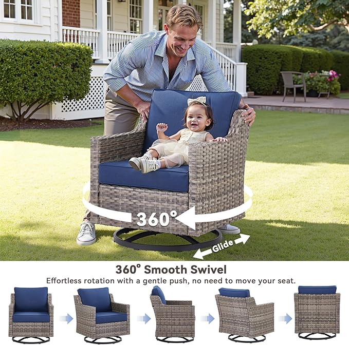 Outdoor Patio Furniture Set-5 Pieces All-Weather Wicker Outdoor Furniture