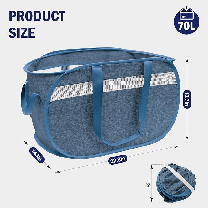 Collapsible Laundry Baskets, Foldable Tear Proof Pop Up Hamper