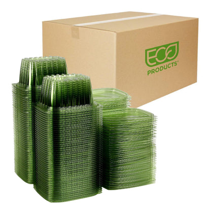 ECO PRODUCTS Compostable 16oz Rectangular Deli Containers With Lids, Case of 300, Veridian Clear Green Meal Prep, Made from PLA, A Renewable Material Made from Plants, One Lid Fits All