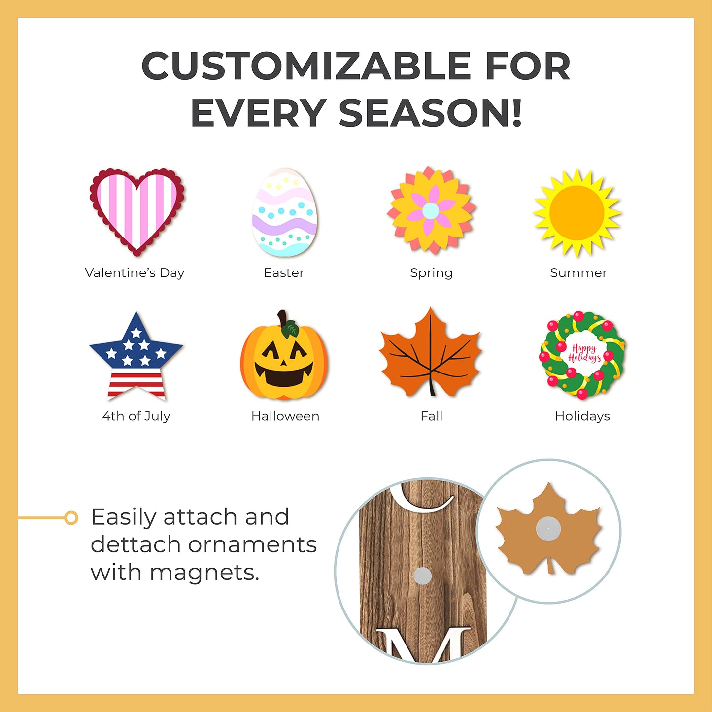 Extra Large 5FT Premium Wooden Interchangeable Welcome Sign for Front Door Porch Sign - 5 ft (58 x 11 Inch) 8 Magnetic Seasonal Tiles, Fall Porch Signs, Holidays and Seasons, Weather Resistance Standing welcome sign Outdoor and Indoor (Brown)