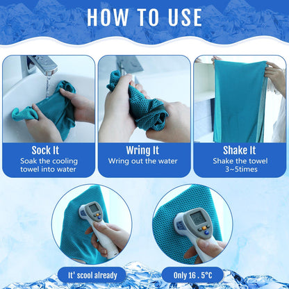 Hosuly 30 Pack Cooling Towels, 40"x12" Ice Breathable Chilly Sweat Rag Microfiber Workout Rags for Gym Towels for Neck and Face for Yoga Golf Sport Running(Aqua Blue)