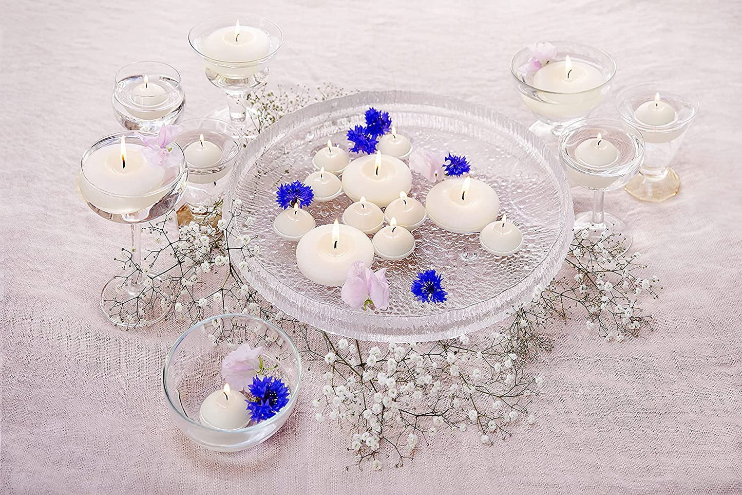 BOLSIUS 3 Inch Ivory Floating Candles - 48 Count Unscented - Premium European Quality - Imbue Breathtaking Ambiance for Romantic Wedding Centerpieces, Decorations, Events, Pool, Holiday, and Parties