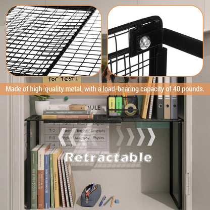 Colarr Metal Locker Organizer Shelf Adjustable to 10.6-15 Inches in Length for School Classroom Office Gym Lockers Home Storage(Black)